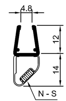 PMB8 Magnetdichtung 45°, rechts, 6 - 8 mm, 2500 mm