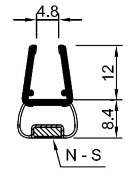 Magnetdichtung, 180°, 6 - 8 mm, 2500 mm