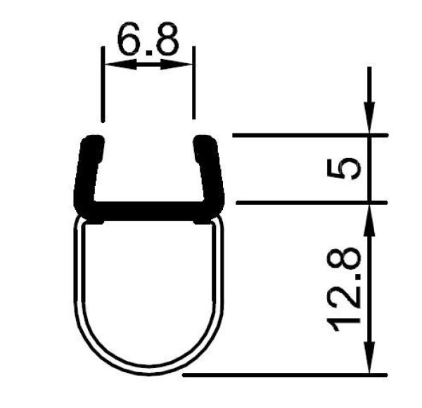 seitliche Duschdichtung 6mm - 8mm