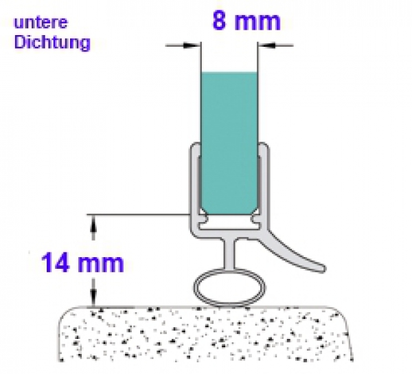 untere Dichtung für Glasdusche